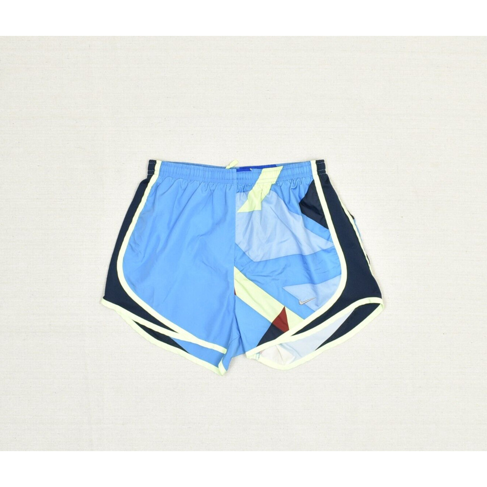 Nike Women Sweat Shorts Run Athletic Geometric Polyester Blue Size XS Dri Fit